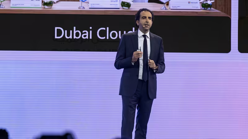 At the Microsoft AI tour in Dubai, company officials praised the UAE as a 'hub of innovation'. Antonie Robertson/The National