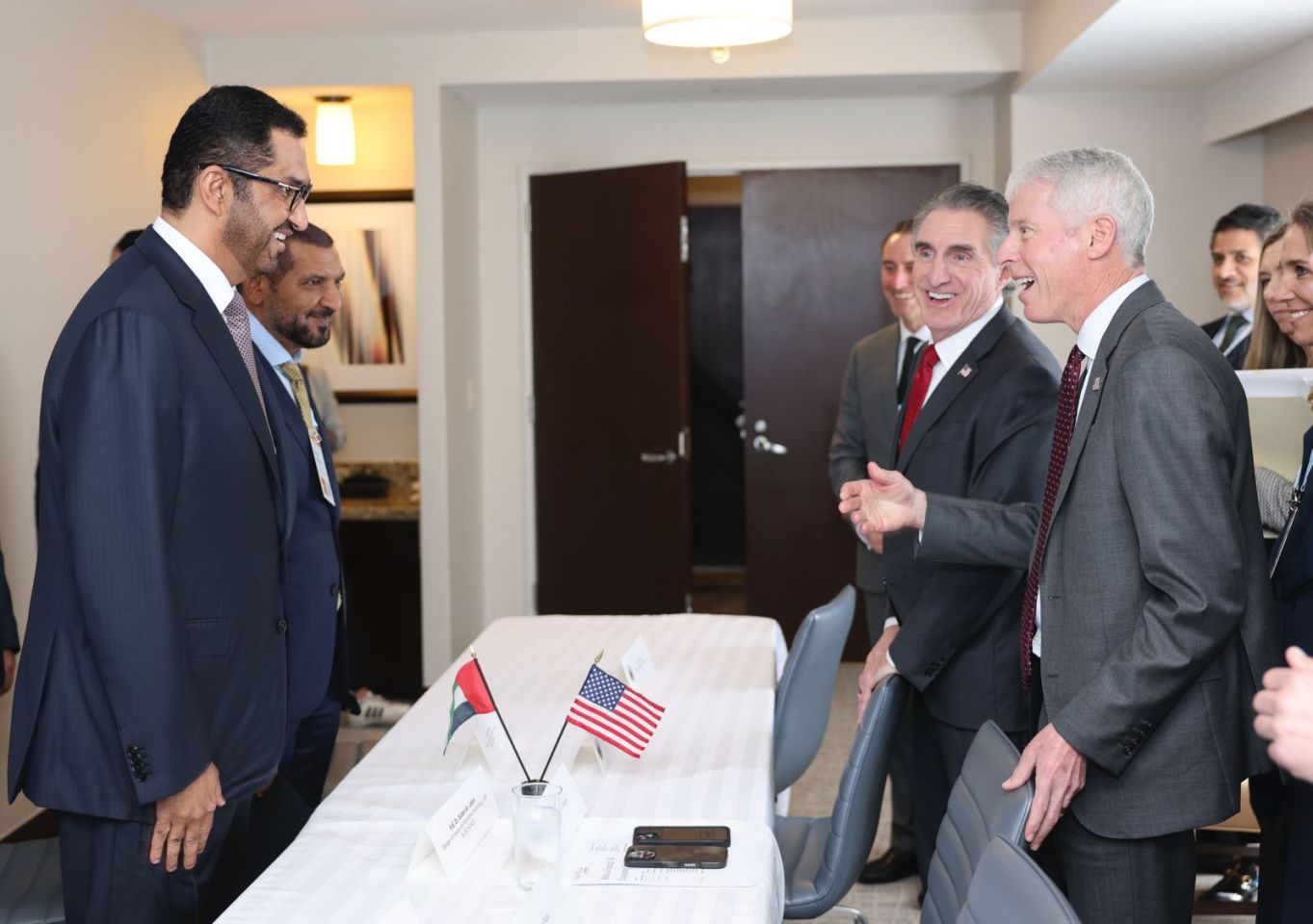 ADNOC Group CEO and Minister of Industry and Advanced Technology HE Dr. Sultan Al Jaber meets with Secretary of the Interior Doug Burgum and Secretary of Energy Chris Wright.