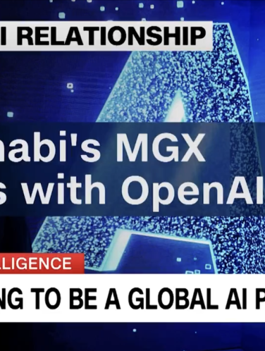Financial segment on CNN, showing title Abu Dhabi's MGX in talks with OpenAI