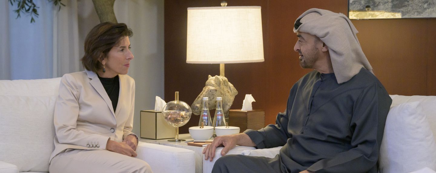 HH Sheikh Mohamed Bin Zayed Al Nahyan with US Secretary of Commerce Gina Raimondo 