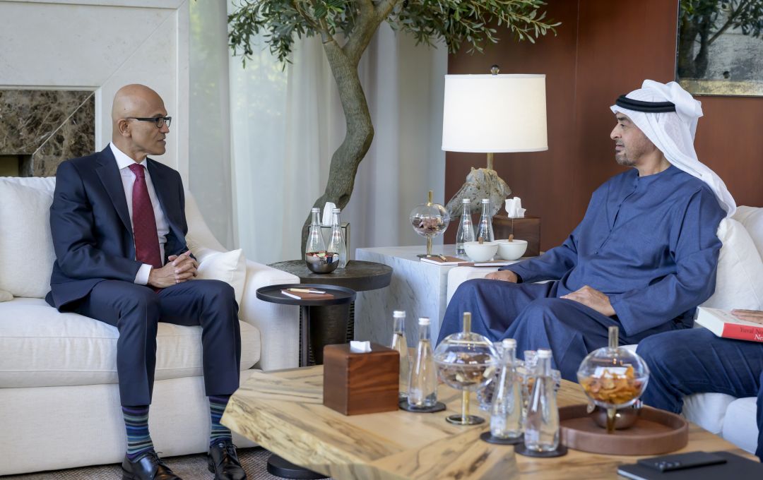 HH Mohammed Bin Zayed meets with Microsoft's Satya Nadella 